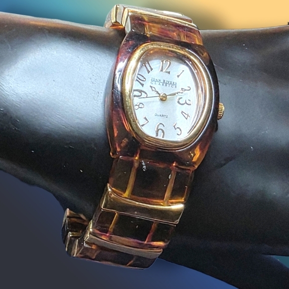 Joan Rivers Classics Tortoise Shell Link Watch Gold Tone Quartz main image 8